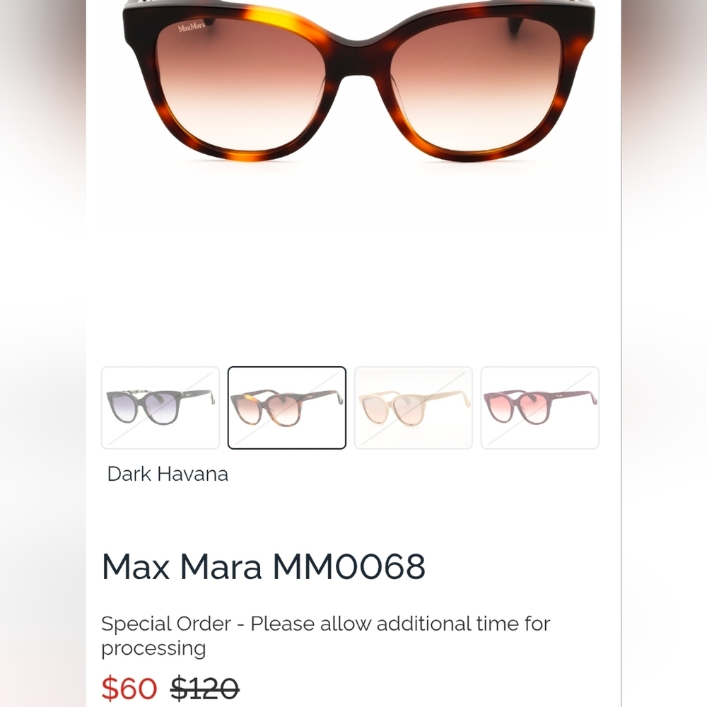 MaxMara Dark Havana Gradient Brown Oversized Women's Sunglasses